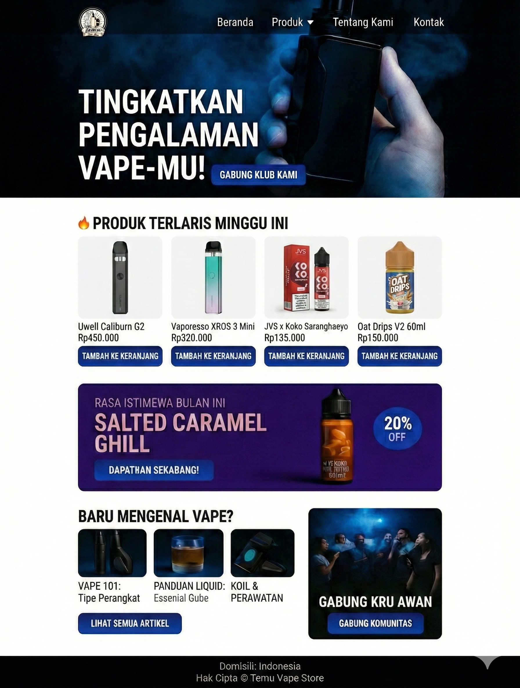 Screenshot of Temu Vape Store